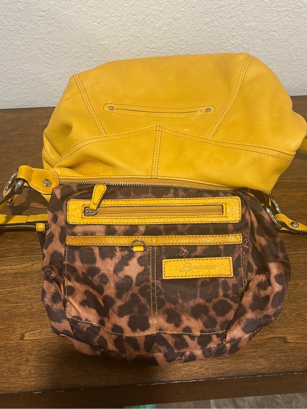 b. makowsky Yellow Leather Studded Fringe Crossbody Bag - Picture 8 of 10